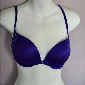 Victoria Secret Very Sexy purple satin ladies bra with rhinestones 32DD